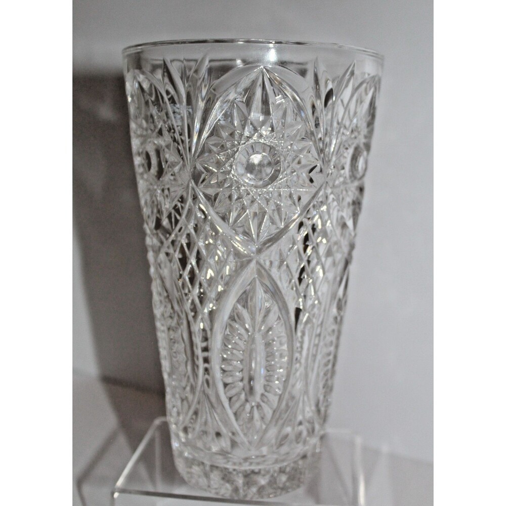 Czech Pressed Crystal Vase 8"